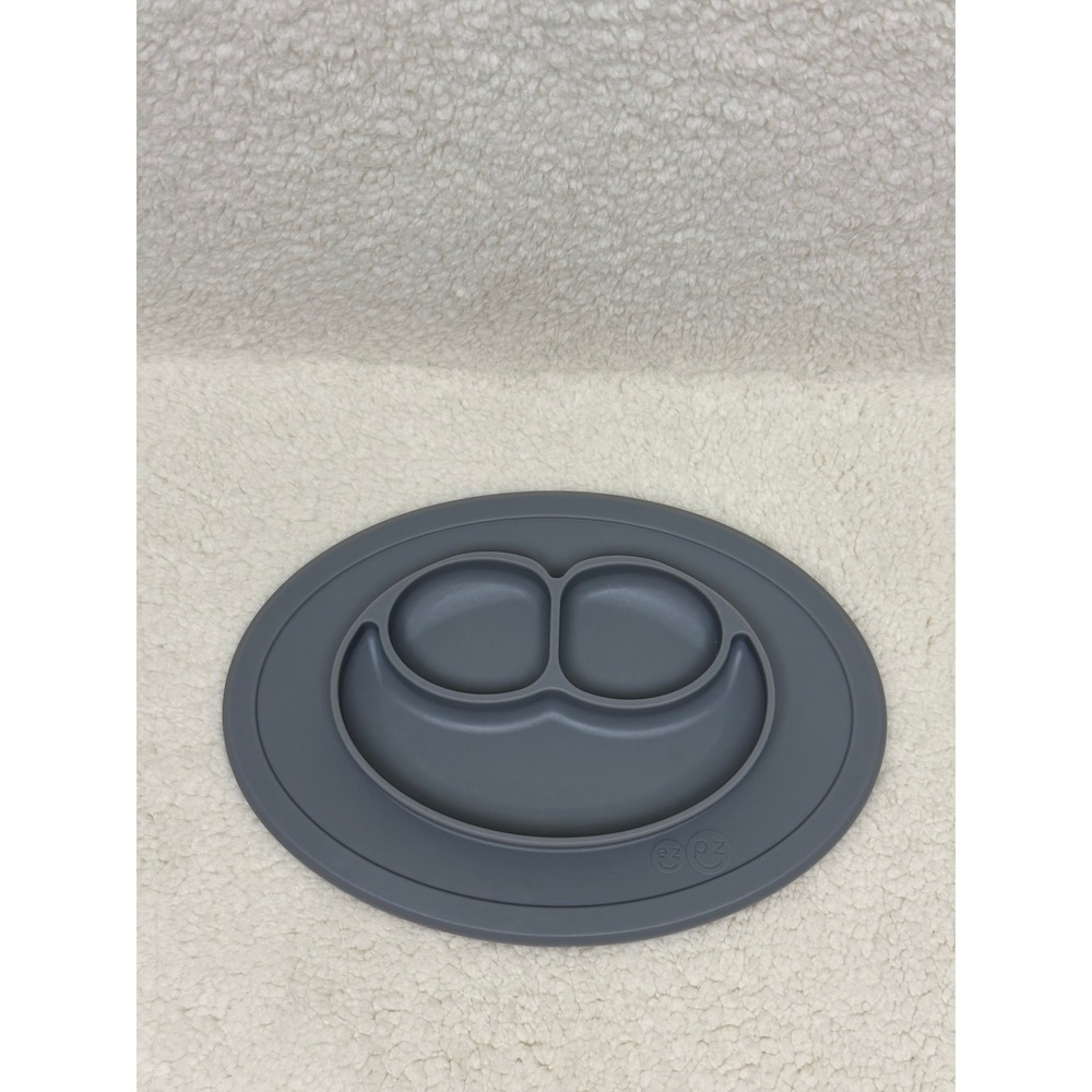 EZPZ Happy Mat Silicone Suction Plate Gray Toddler‎ Feeding Placemat